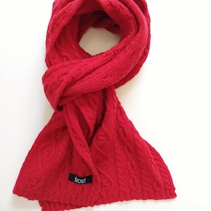 Elegant warm cable knit scarf for women wool/cashmere blend by Frost