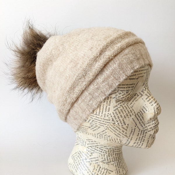 Frost Hats Alpaca Yak Wool Blend Hat with a Fur Pompom and Lurex Accent