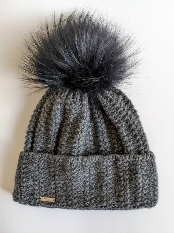 Frost Hats Cashmere Chunky Knit Hat With Detachable Genuine  display picture 1