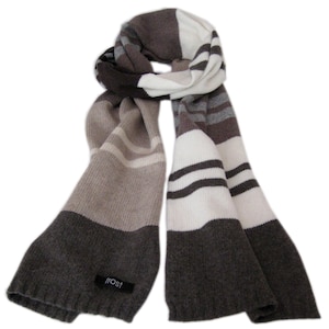 Oversized knitted soft striped scarf in cashmere/wool blend by Frost Hats
