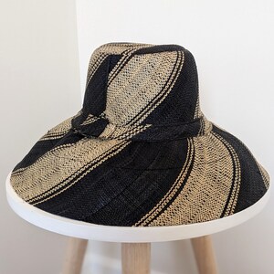 Raffia Straw Lightweight Breathable Striped Sun Hat, Made in Madagascar