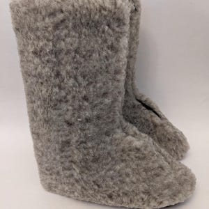 Extra Tall Zipper 100% Sheep Wool Eco Slippers Boots for Women, All Natural Super Warm Non-Slip Sole Indoor Slippers, Breathable House Shoes