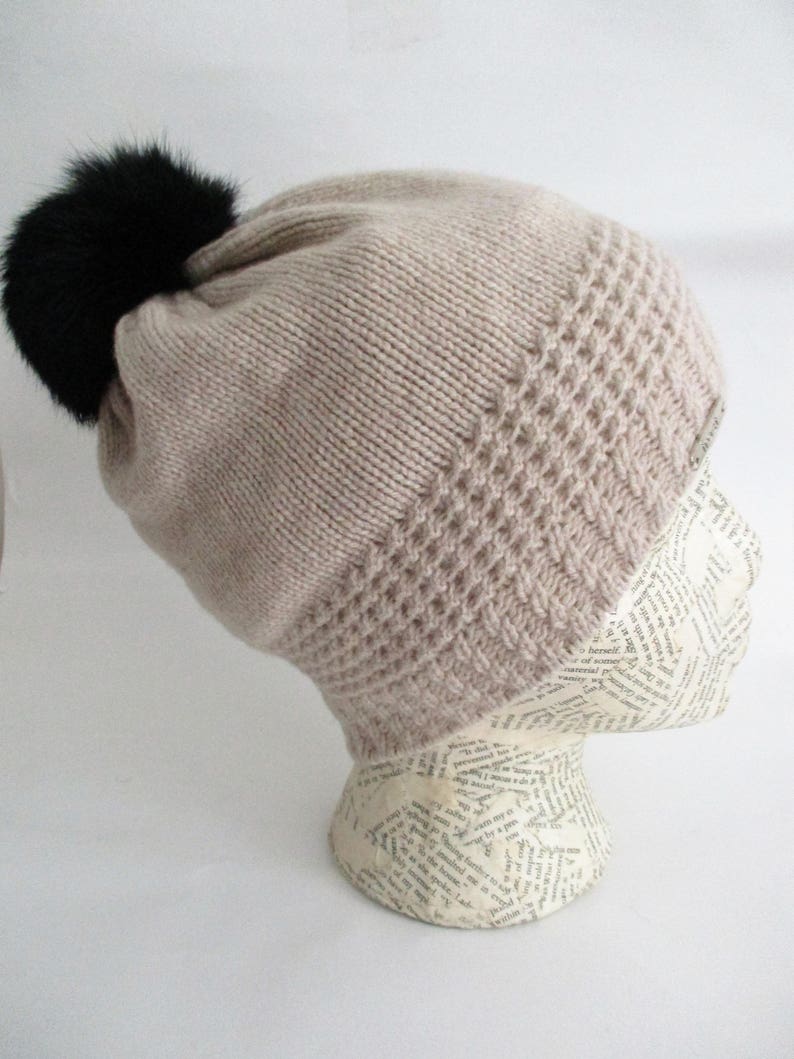 Frost Hats Warmest Cashmere Hat with Detachable Genuine Rabbit Fur Pom