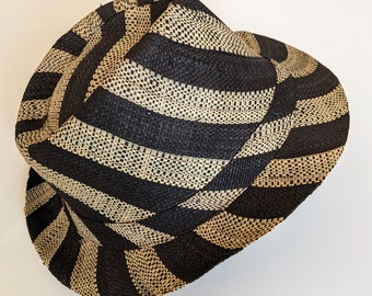 Raffia Straw Lightweight Breathable Striped Fedora Hat, Made in Madagascar