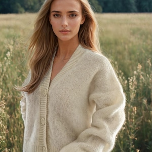Women&#39;s Fluffy Mohair Loose Fit Oversized Cardigan Sweater ||  Light Warm Chunky Knit Pink All Seasons Elegant Jacket || Mohair Bolero