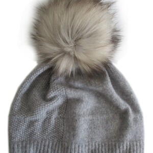 Frost Hats Cashmere Classic Hat with Detachable Faux Raccoon Fur Pom