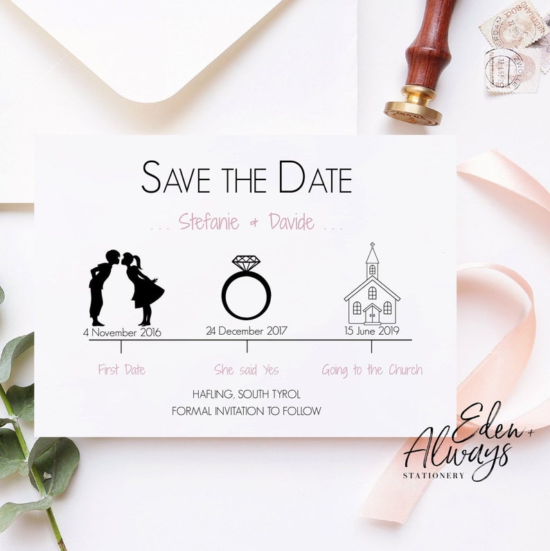 Wedding Announcement Card time line Save The Date Save The Date Timeline Save The Date Card love story Wedding Invite