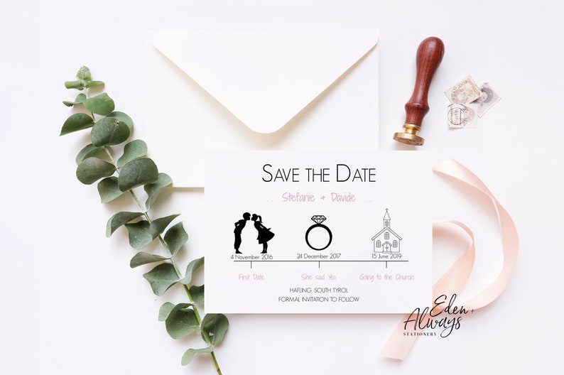 Wedding Announcement Card time line Save The Date Save The Date Timeline Save The Date Card love story Wedding Invite