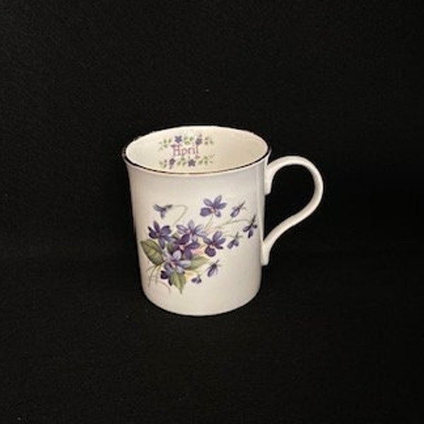 Vintage Crown Trent "April" Fine Bone China Coffee Mug / Tea Cup with Flowers / Vilolets - England