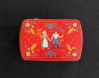 Vintage G. Akerlind Hinged Collectible Tin with Scandinavian Harvest Design