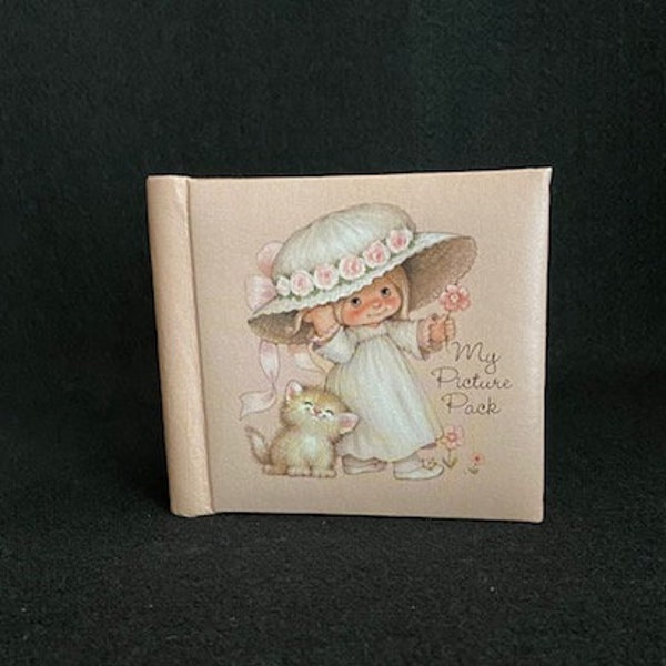 Vintage Hallmark "My Picture Pack" Mini Square Photo Album / Book with Girl and Cat