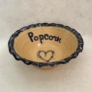 Vintage Three Rivers Pottery Popcorn Serving Bowl with Heart
