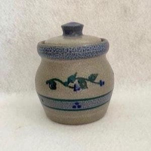 Vintage Rowe Pottery Works Jar and Lid with Vine and Berry Design