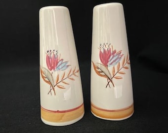 Vintage Cone Shaped Salt and Pepper Shakers with Flowers