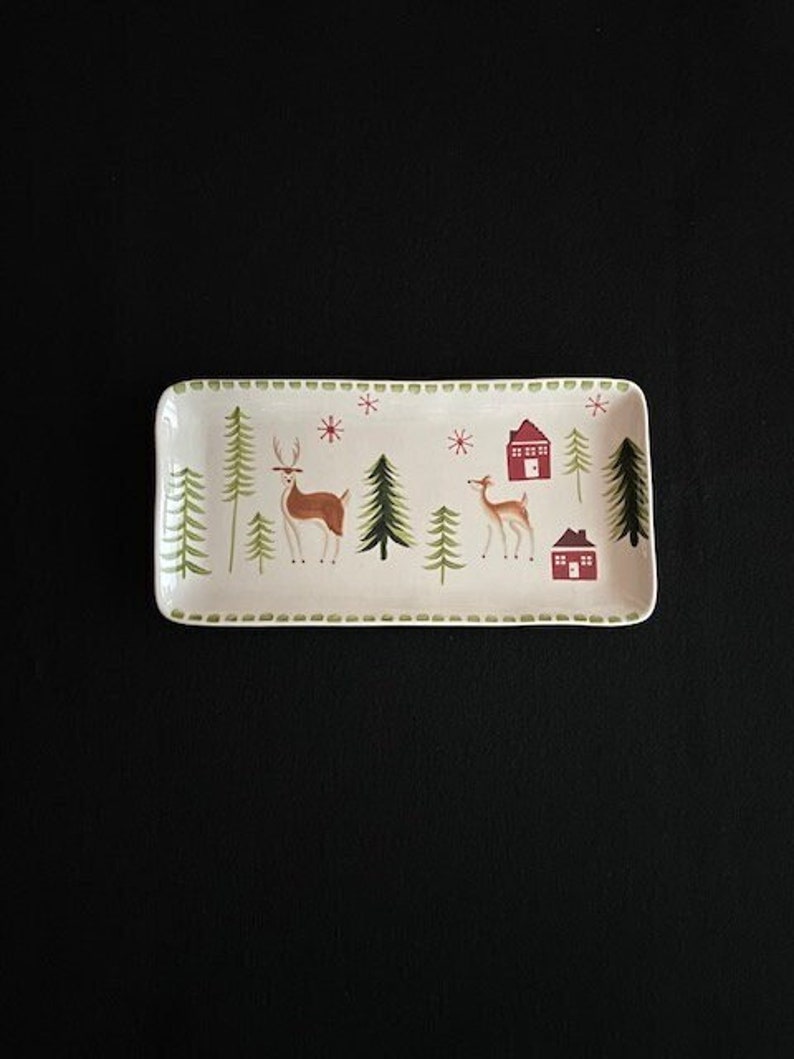Vintage Corningware Corelle &amp; More Rectangle Tray With Deer and Pine ...