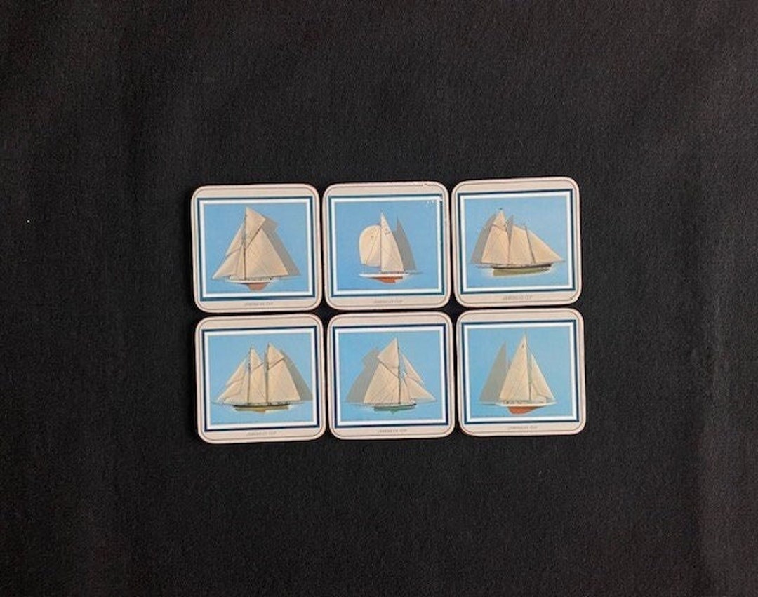Vintage Pimpernel Set of Six Coasters With America's Cup Sailboats