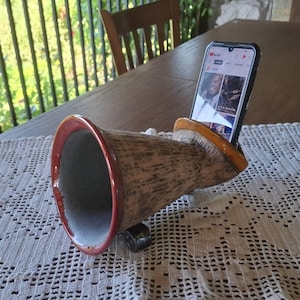 Ceramic Phone Amplifier , Handmade Acoustic Amplifying , Artistic Gift , Pottery Gift , Art Gift ,Unique Gift , Ceramic Art, Home Art Decor