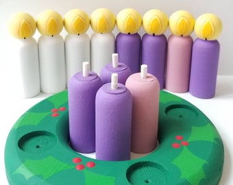 Wooden Advent Wreath - 12 candles - Advent -Christmas Wreath - Flameless Advent Wreath