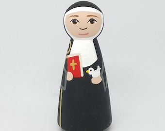 St. Scholastica Peg Doll - Saint Peg Dolls - Catholic Gifts - Baptism - Confirmation