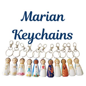 Marian Peg Doll Keychain, katholische Geschenke, Taufe, Konfirmation, Saint Peg Dolls
