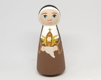 St. Clare of Assisi Wooden Peg, Saint Peg Dolls, Catholic Gifts, Baptism, Confirmation, St. Peg Dolls