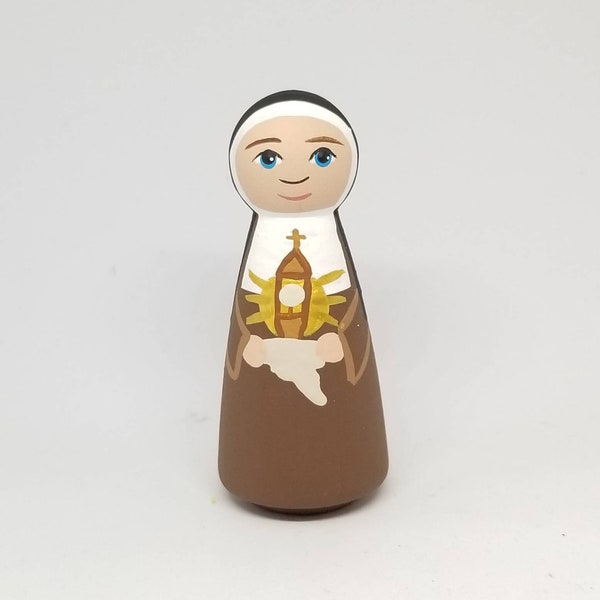 St. Clare of Assisi Wooden Peg, Saint Peg Dolls, Catholic Gifts, Baptism, Confirmation, St. Peg Dolls