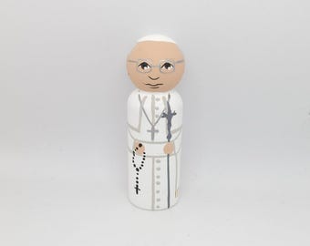Pope Leo XIV - Pope Peg Dolls - Catholic Gifts - Baptism - Confirmation