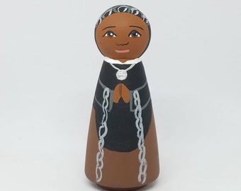 St. Josephine Bakhita, Saint Peg Dolls, Catholic Gift, Baptism Gifts, Confirmation Gifts, First Communion Gift, Easter Basket Ideas