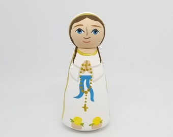 Our Lady of Lourdes Peg Doll - Saint Peg Dolls - Catholic Gifts - Baptism - Confirmation