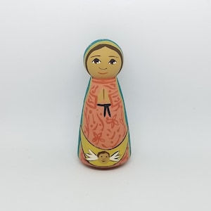 Our Lady of Guadalupe, Saint Peg Dolls, Catholic Gifts, Baptism, Confirmation, St. Peg Dolls