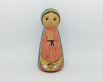 Our Lady of Guadalupe, Saint Peg Dolls, Catholic Gifts, Baptism, Confirmation, St. Peg Dolls