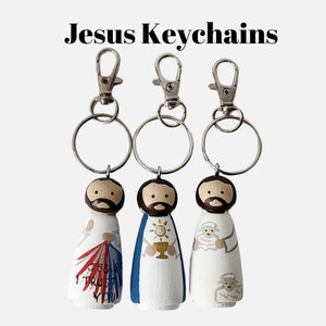Jesus Keychain Divine Mercy, Good Shepherd, Blessed Sacrament image 1