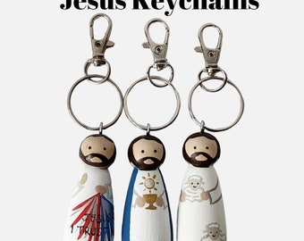 Jesus Keychain -Divine Mercy, Good Shepherd, Blessed Sacrament