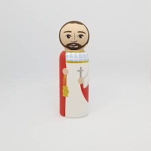St. Benjamin Peg Doll, Saint Peg Dolls, Catholic Gifts, Baptism, Confirmation, St. Peg Dolls