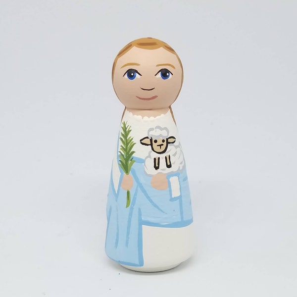 St. Agnes Peg Doll - Saint Peg Dolls - Catholic Gifts - Baptism - Confirmation