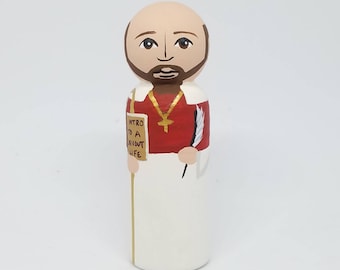 St. Francis de Sales Peg Doll, Saint Peg Dolls, Catholic Gifts, Baptism, Confirmation, St. Peg Dolls