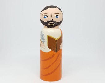 St. Mark Peg Doll, Saint Peg Dolls, Catholic Gifts, Baptism, Confirmation, St. Peg Dolls