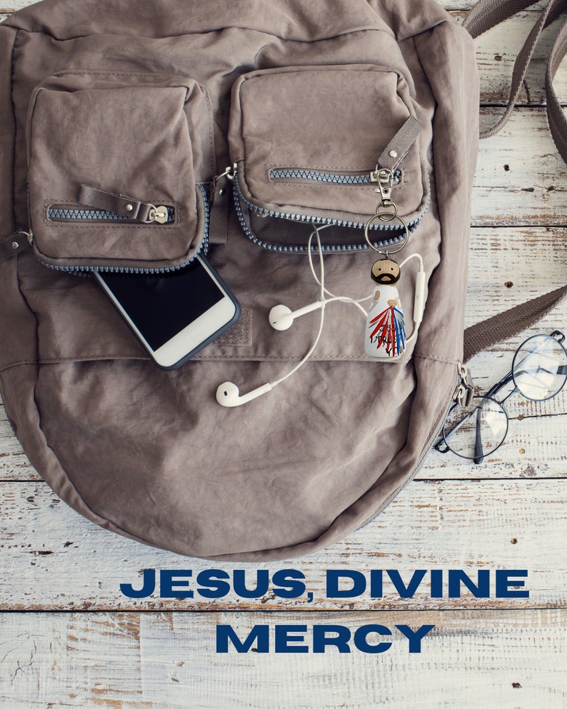 Jesus Keychain Divine Mercy, Good Shepherd, Blessed Sacrament image 4