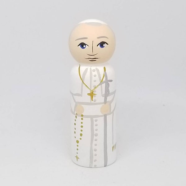 St. John Paul II - Saint Peg Dolls - Catholic Gifts - Baptism - Confirmation