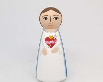 Mary, Immaculate Heart, Saint Peg Dolls, Catholic Gifts, Baptism, Confirmation, St. Peg Dolls