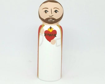 Jesus, Sacred Heart, Saint Peg Dolls, Catholic Gifts, Baptism, Confirmation, St. Peg Dolls