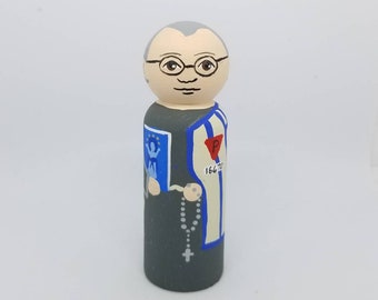 St. Maximilian Kolbe - Saint Peg Dolls - Catholic Gift - Baptism - Confirmation