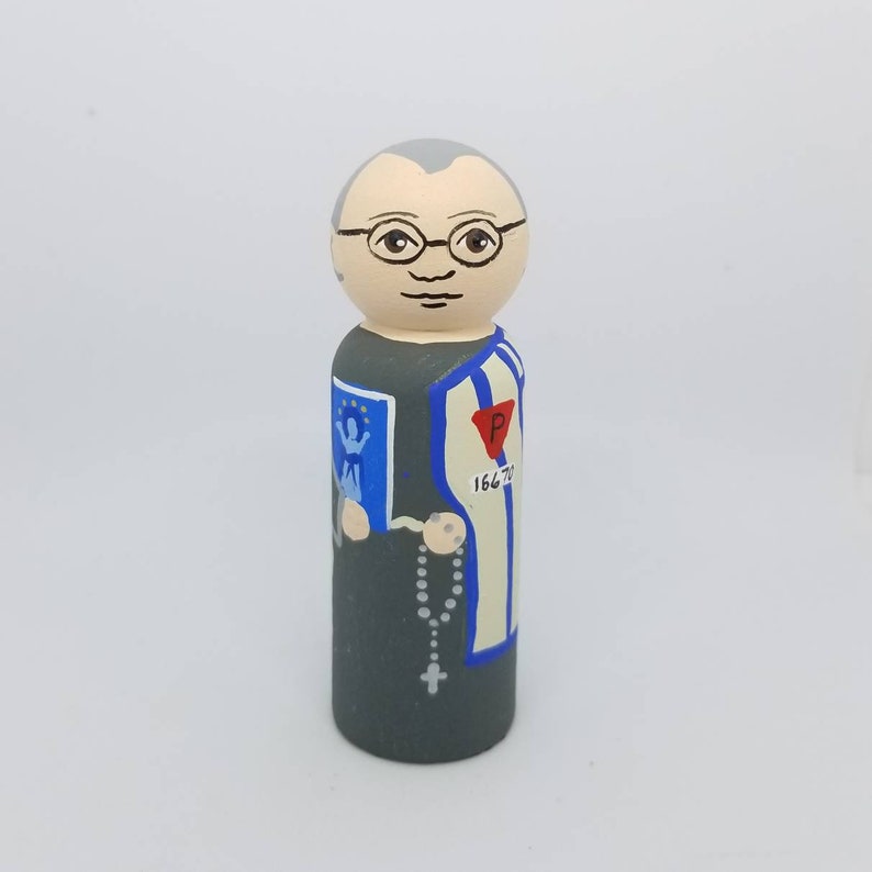 St. Maximilian Kolbe Saint Peg Dolls Catholic Gift Baptism Confirmation image 1