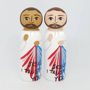 Divine Mercy Jesus Peg Doll, Saint Peg Dolls, Catholic Gift, Baptism Gifts, Confirmation Gifts, First Communion Gift, Easter Basket Ideas