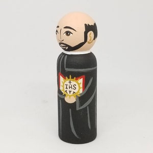 St. Ignatius of Loyola Saint Peg Dolls Catholic Gifts Baptism Confirmation image 3