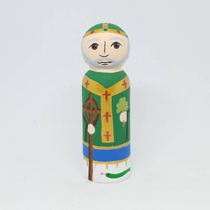 St. Patrick Peg Doll, Saint Peg Dolls, Catholic Gift, Baptism Gifts, Confirmation Gifts, First Communion Gift, Easter Basket Ideas