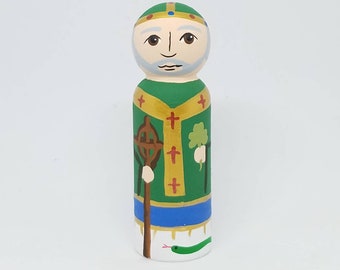 St. Patrick Peg Doll, Saint Peg Dolls, Catholic Gift, Baptism Gifts, Confirmation Gifts, First Communion Gift, Easter Basket Ideas
