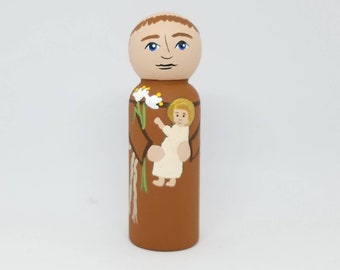 St. Anthony of Padua Saint Peg Dolls, Catholic Gifts, Baptism, Confirmation, St. Peg Dolls