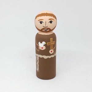 St. Francis of Assisi, Saint Peg Dolls, Catholic Gifts, Baptism, Confirmation, St. Peg Dolls