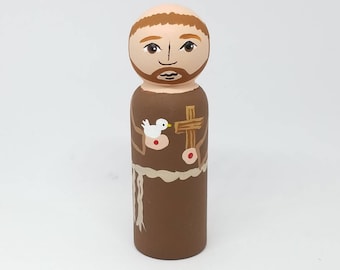 St. Francis of Assisi, Saint Peg Dolls, Catholic Gifts, Baptism, Confirmation, St. Peg Dolls
